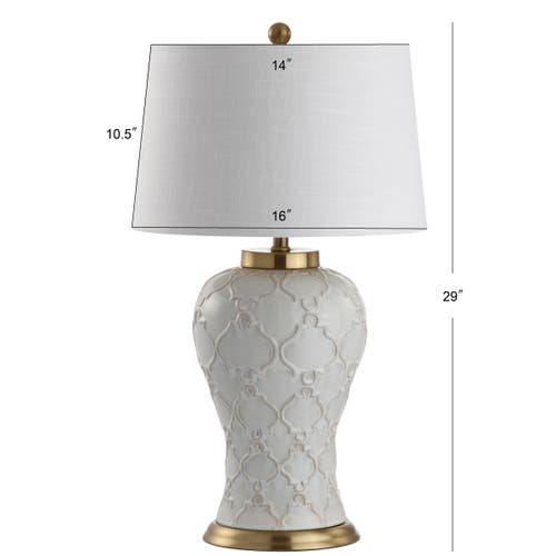 Jonathan Y Arthur 29" Ceramic Led Table Lamp, Cream In Cream