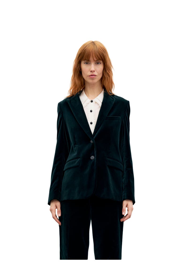 Jyna Velvet Suit Blazer, Main, color, Green