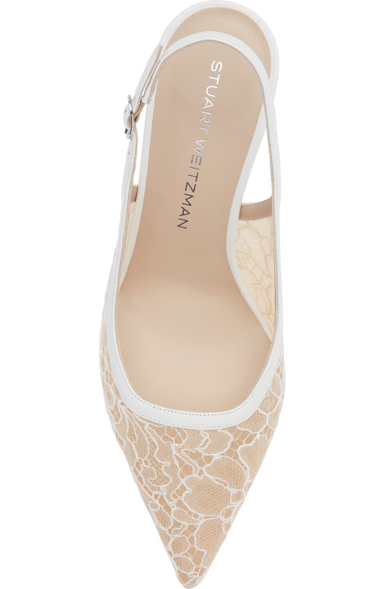 Stuart Weitzman Stuart Power 75 Pointed Toe Slingback Pump, Alternate, color, Blanco/ Beige/ Blanco