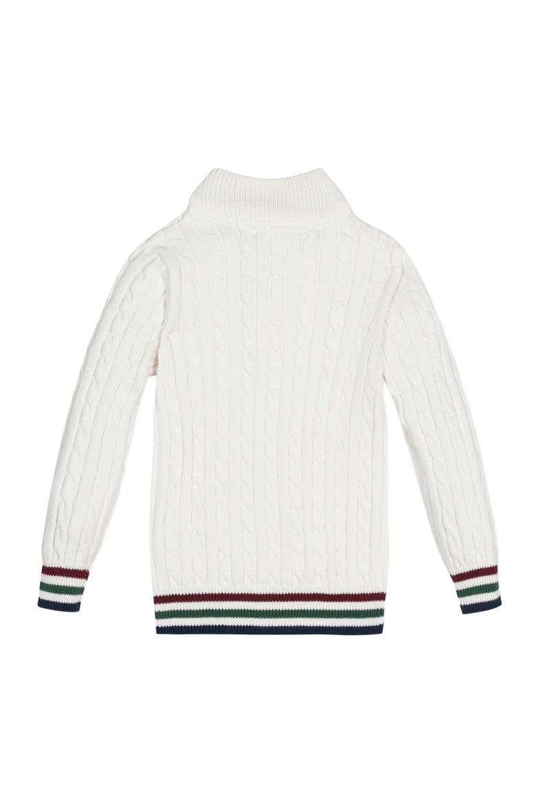 Baby Boys' Organic Mock Neck Cable Sweater, Infant, Alternate, color, Soft White Cable Tipping