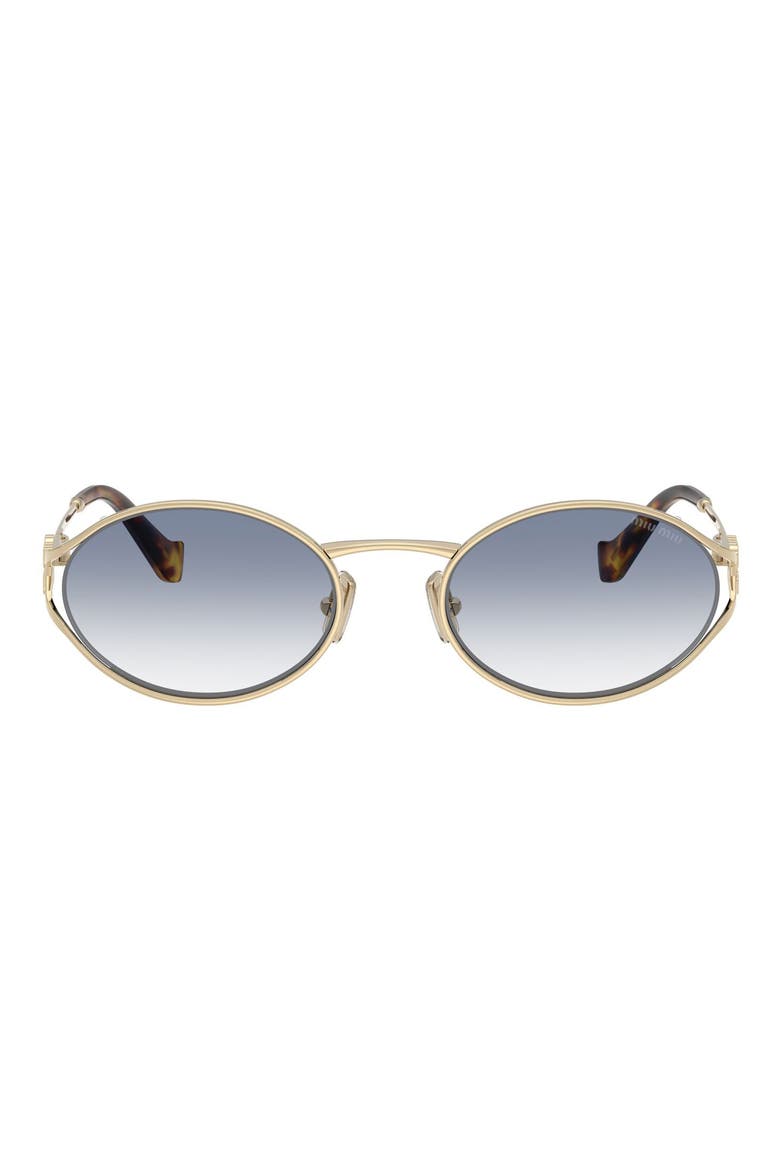 54mm Gradient Oval Sunglasses, Main, color, GOLD / CLEAR GRADIENT / BLUE