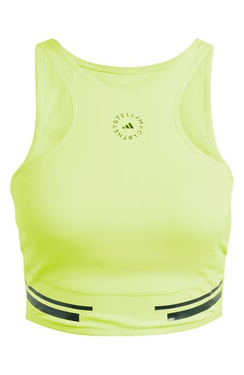 Adidas By Stella Mccartney Truepace Heat.rdy Running Crop Top In Green