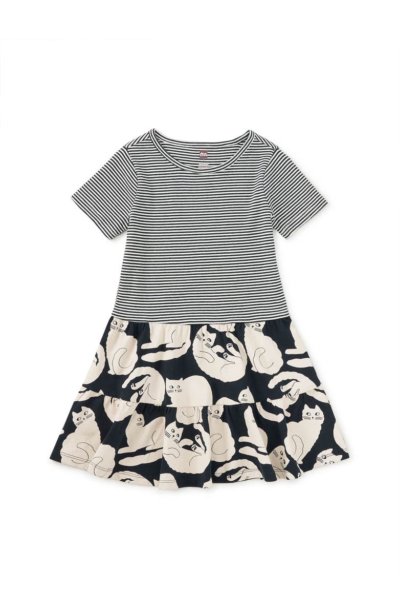 Tea Collection Tier Skirted Twirl Dress, Main, color, Curious Cats