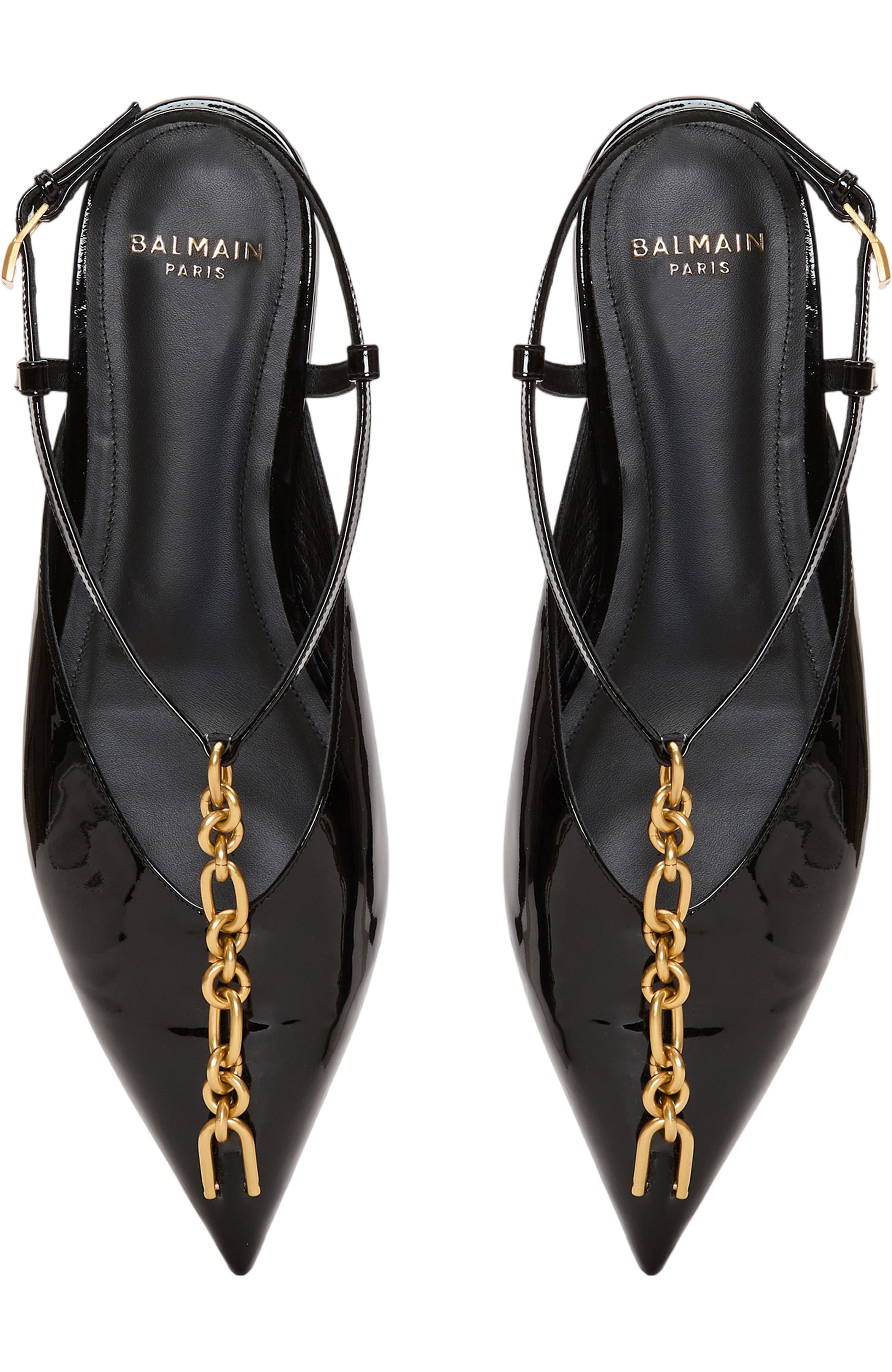 Sync chain sandals in patent leather, Alternate, color, black
