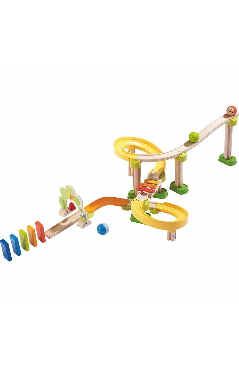 HABA Marble Run Building Set - Kullerbu Sim-Sala-Kling with Musical Effects and Domino Blocks, Ball Run Track Toy for Toddlers 2 and Up, Main, color, Multi