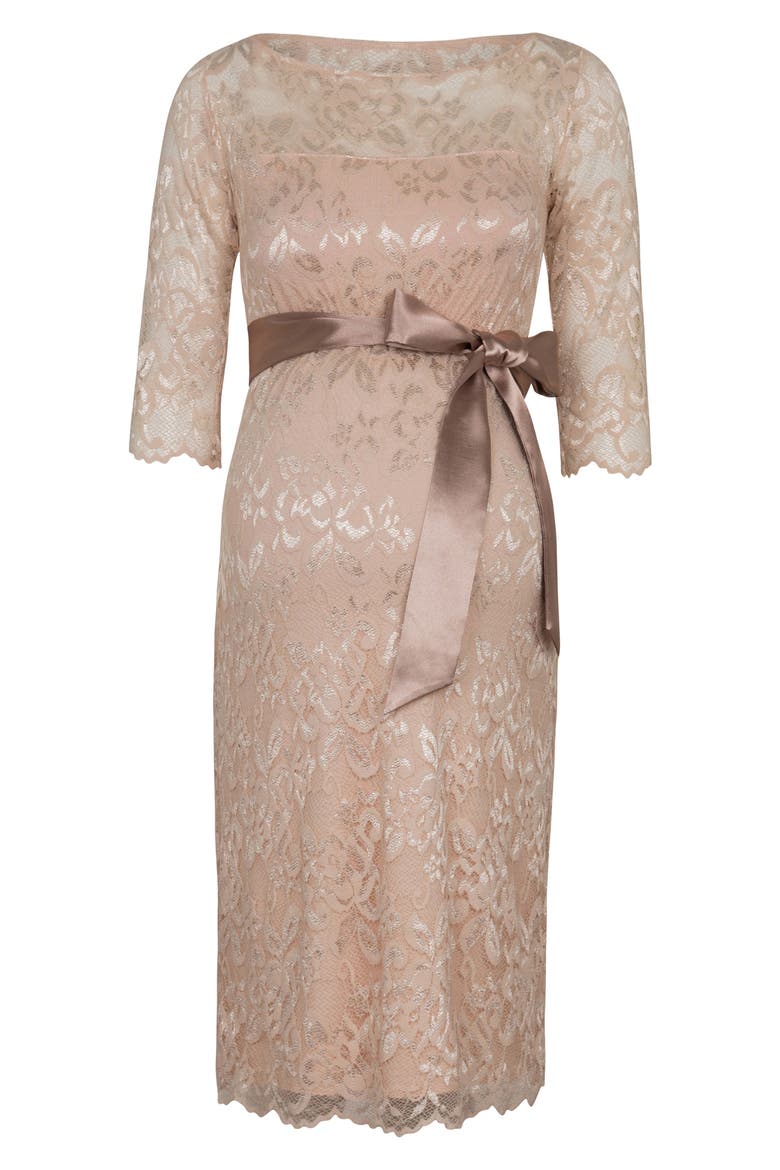 Amelia Lace Maternity Cocktail Dress, Alternate, color, PEARL BLUSH