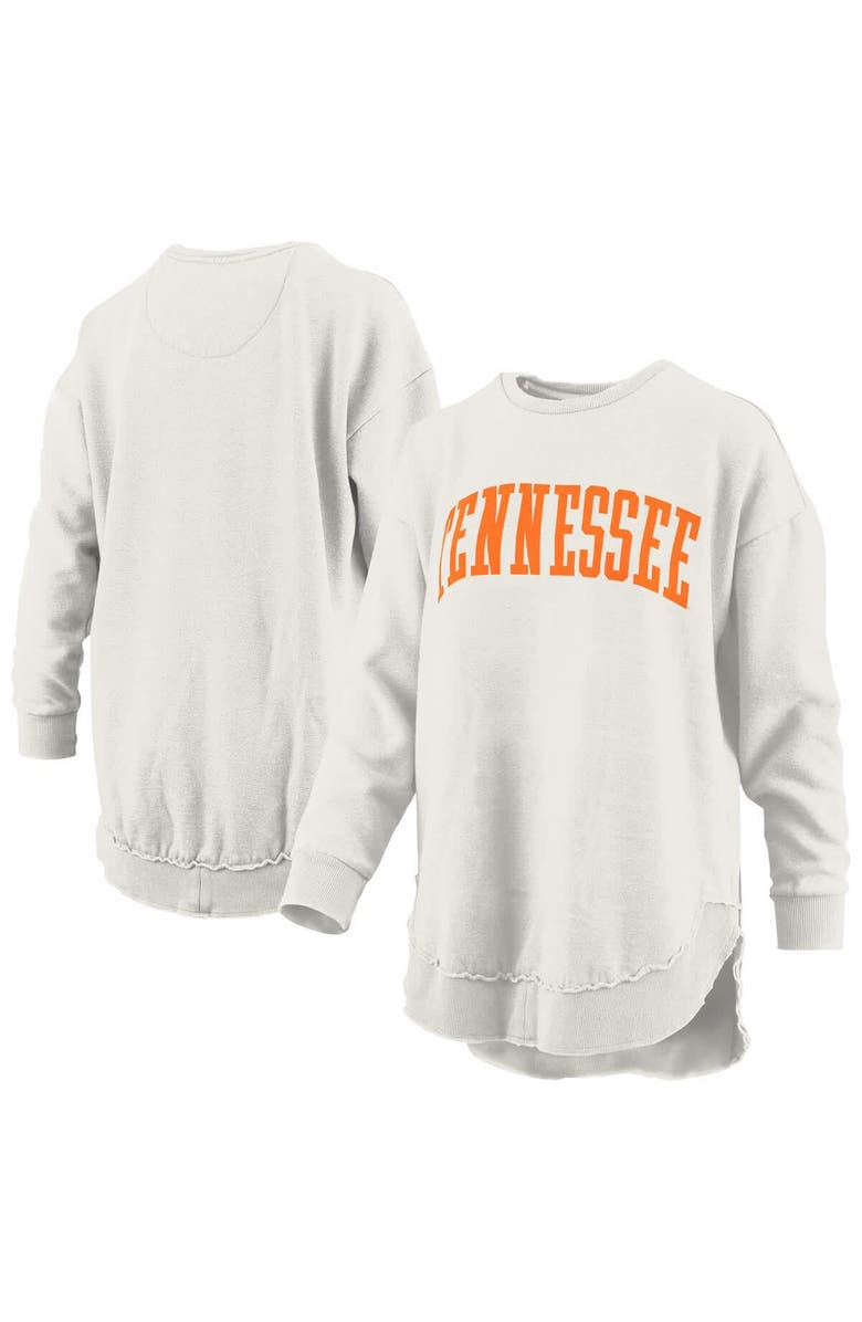 PRESSBOX Women's Pressbox  Oatmeal Tennessee Volunteers Melange Poncho Vintage Fleece Long Sleeve Pullover Sweatshirt, Alternate, color, 