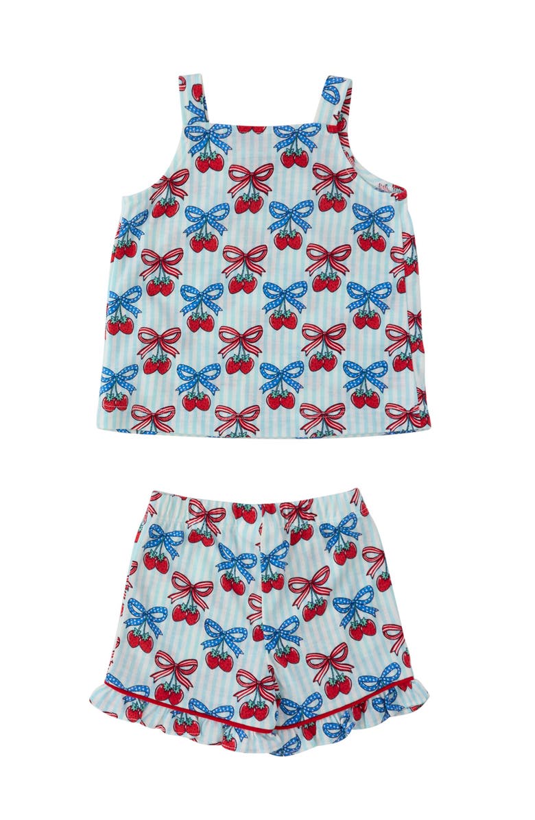 RuffleButts Bow Tank & Short Pajama Set, Alternate, color, Berries & Bows