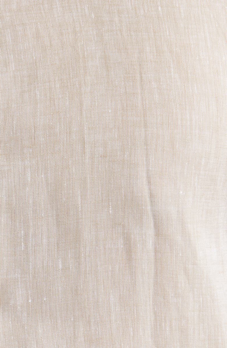 BOSS Hank Slim Fit Slub Linen Button-Up Shirt, Alternate, color, Light Brown