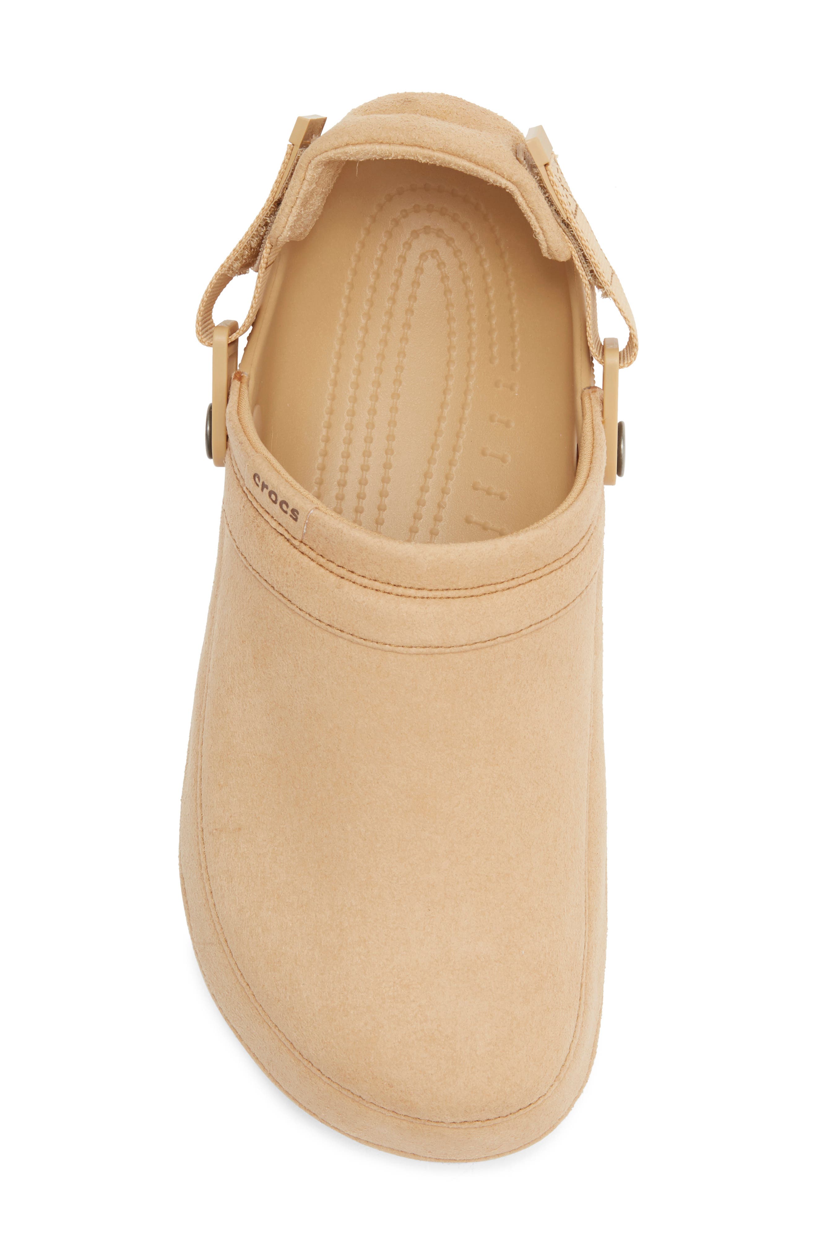 CROCS Classic Crafted Faux Suede Clog, Alternate, color, Cashew
