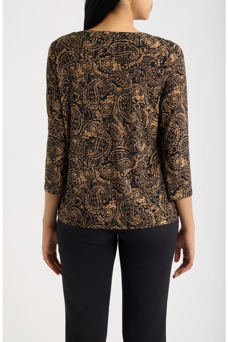 Paisley Print Three-Quarter Sleeve Henley, Alternate, color, ANNE BLACK / VICUNA