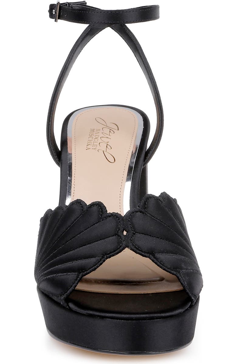 Jewel Badgley Mischka Paola Ankle Strap Platform Sandal, Alternate, color, Black Satin