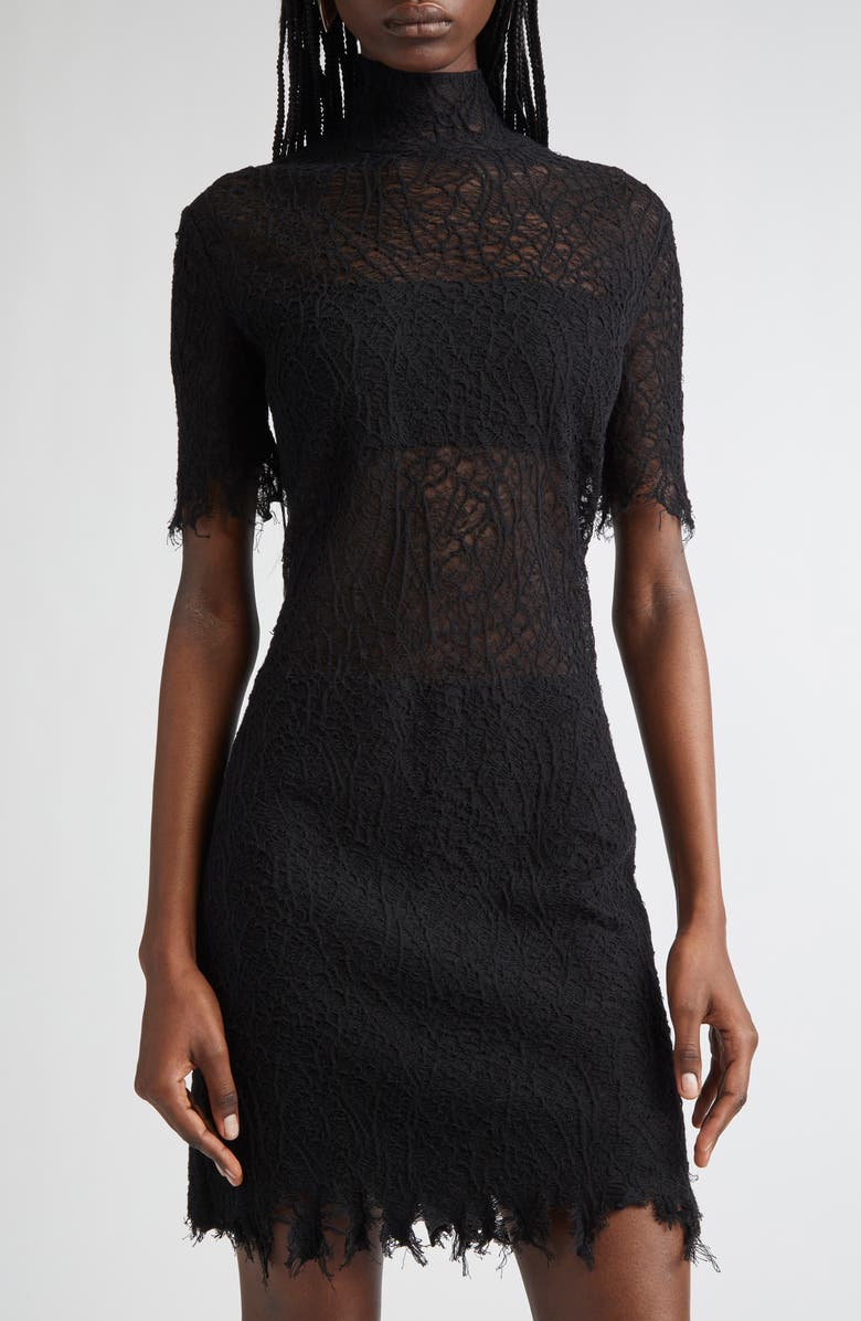 McQueen Cobweb Lace Minidress, Alternate, color, Black