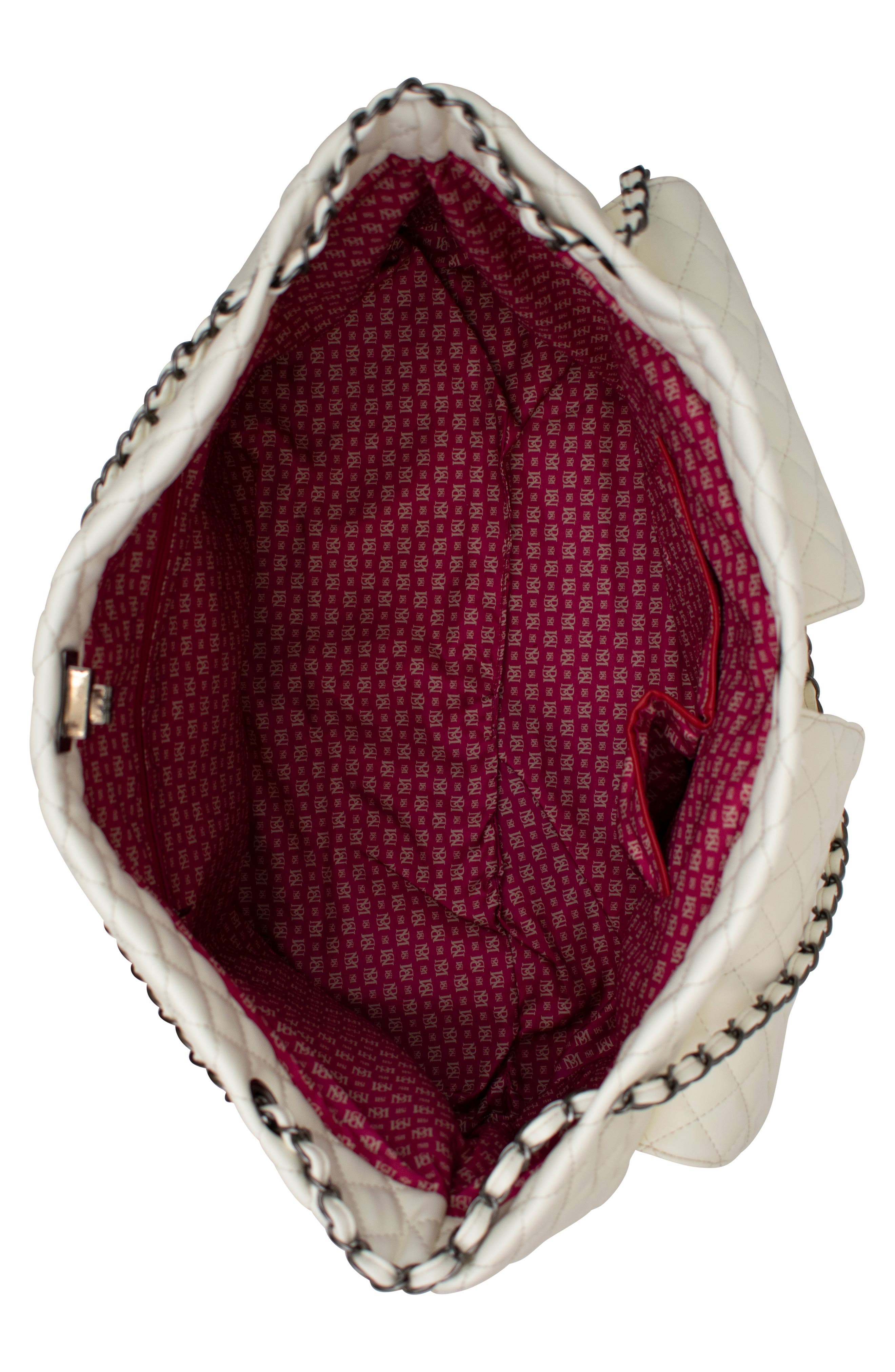 BADGLEY MISCHKA Diana XL Quilted Vegan Leather Travel Weekender Duffel Bag, Alternate, color, Cream