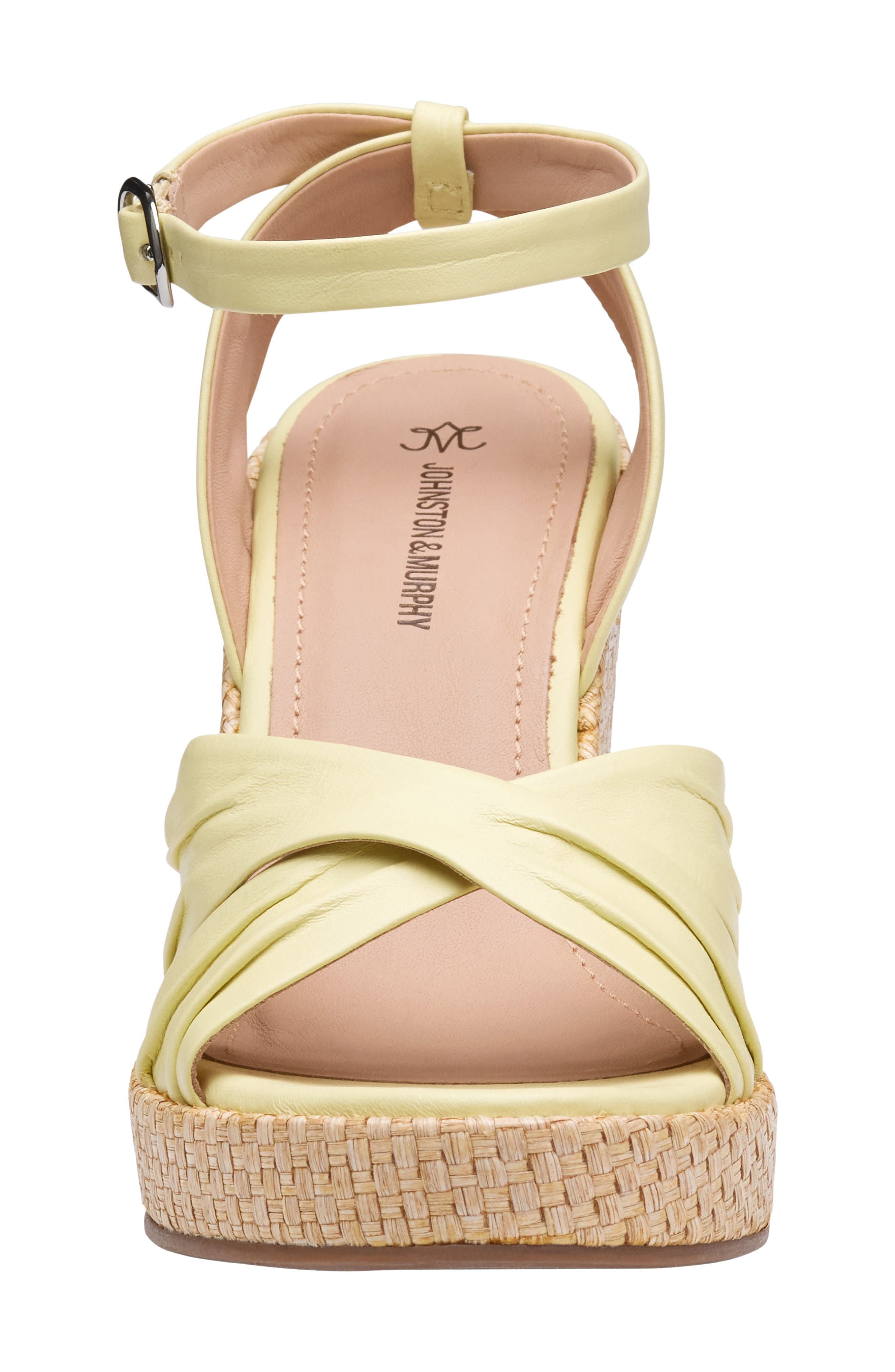 Johnston & Murphy Marcia Ankle Strap Platform Wedge Sandal, Alternate, color, Yellow Glove Leather