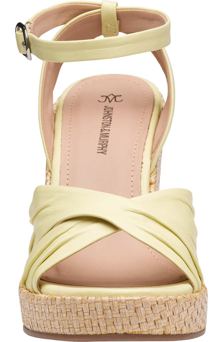 Johnston & Murphy Marcia Ankle Strap Platform Wedge Sandal, Alternate, color, Yellow Glove Leather