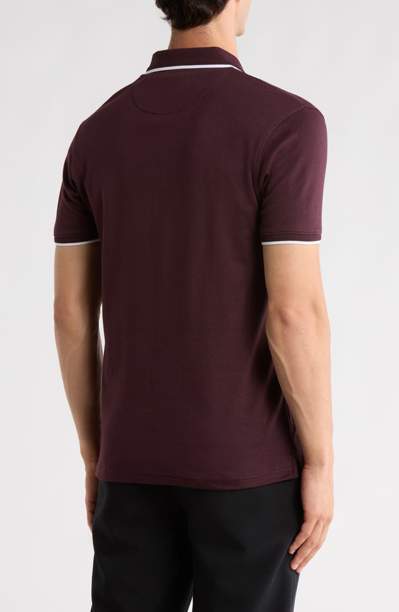 DENIM AND FLOWER Tipped Quarter Zip Polo, Alternate, color, Grape