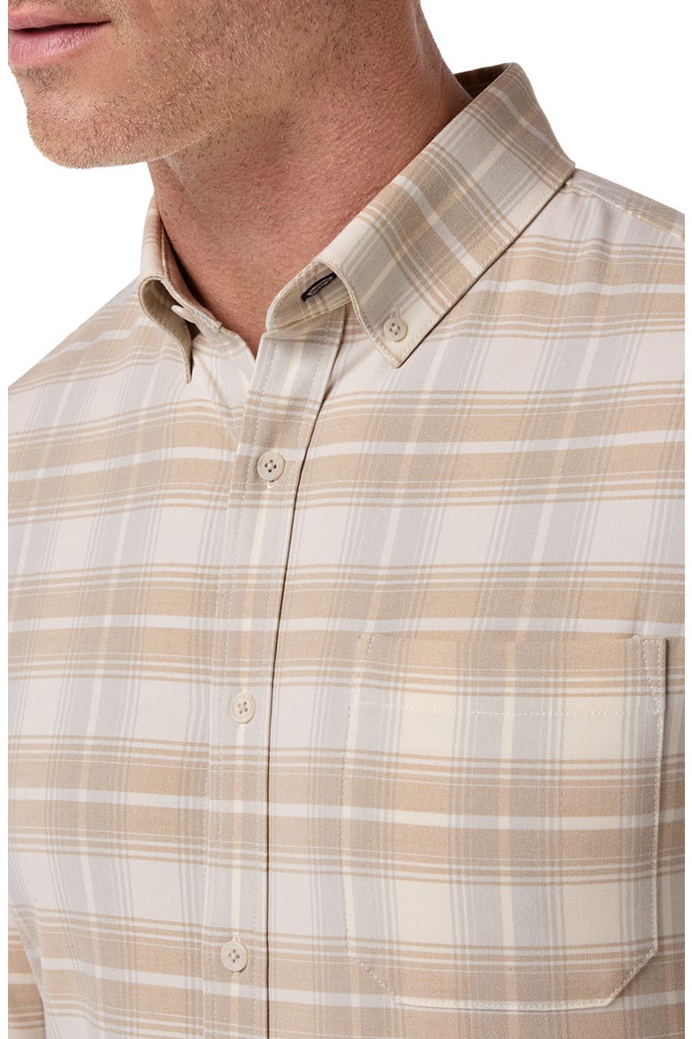 Trim Fit City Flannel Button-Down Shirt, Alternate, color, LIGHT KHAKI WALTER PLAID