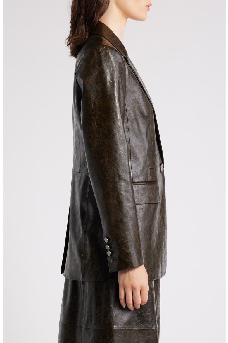 Rustic Faux Leather Blazer, Alternate, color, DARK BROWN