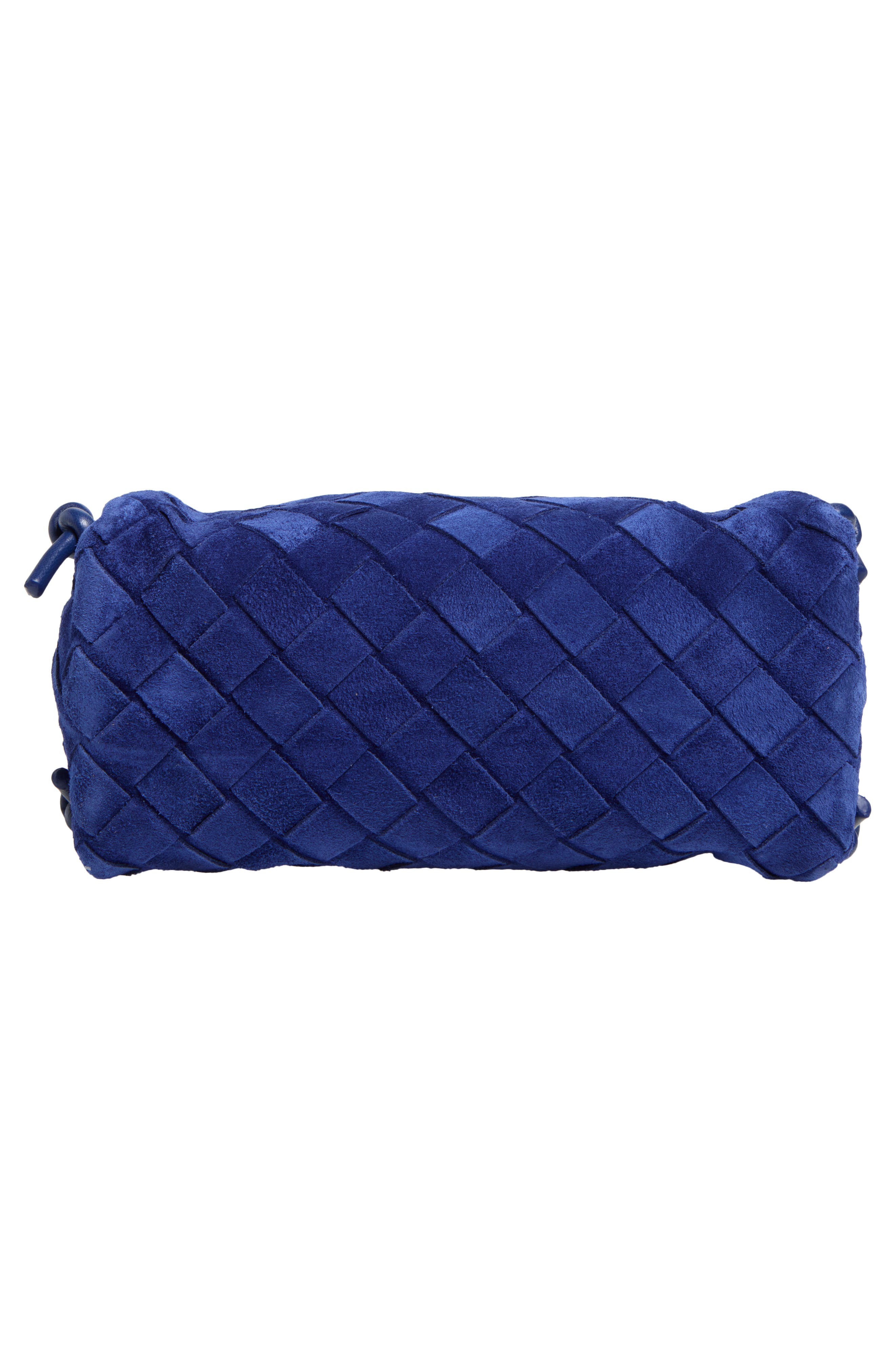 Concert Intrecciato Suede Crossbody Pouch, Alternate, color, 4297 BLUE ROYAL/ GOLD