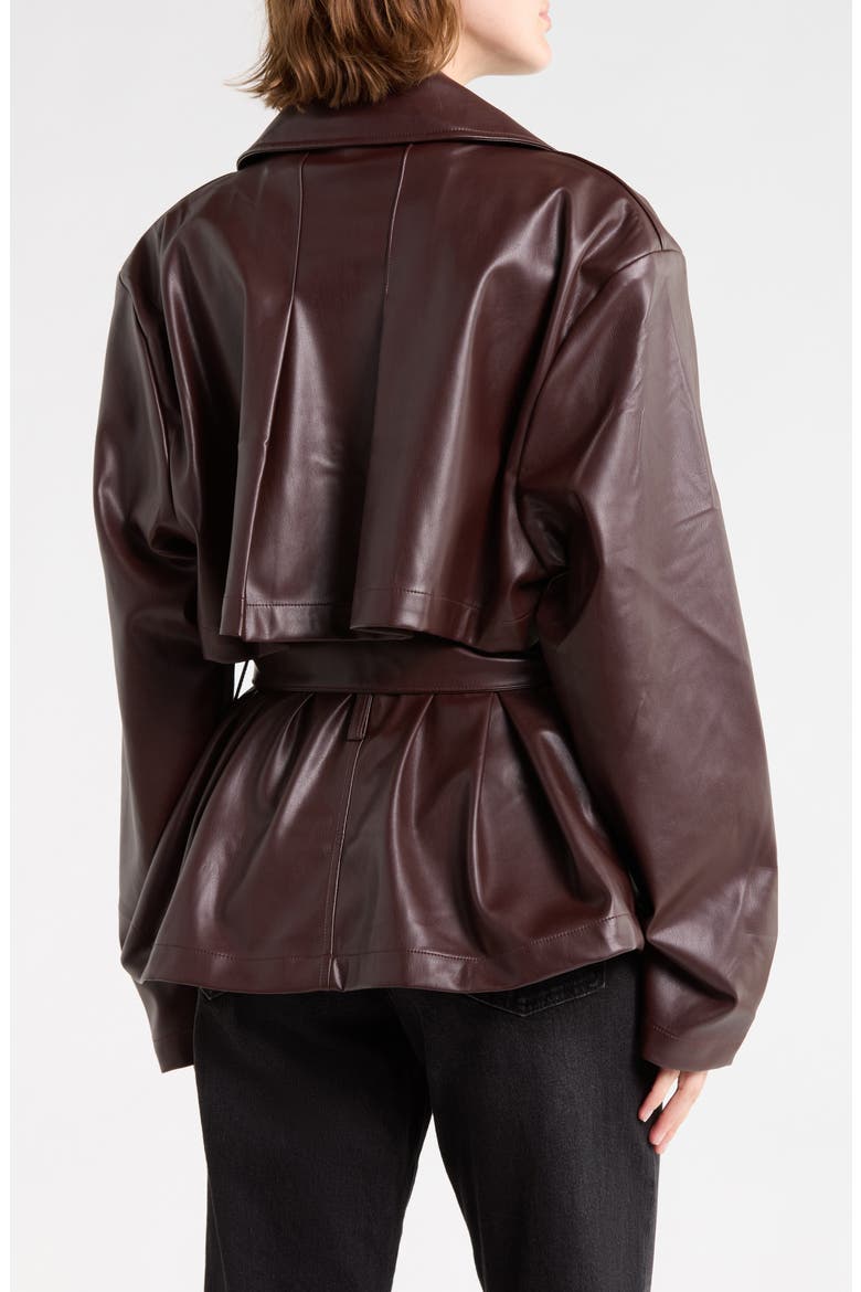 Faux Leather Cropped Trench Jacket, Alternate, color, GANACHE