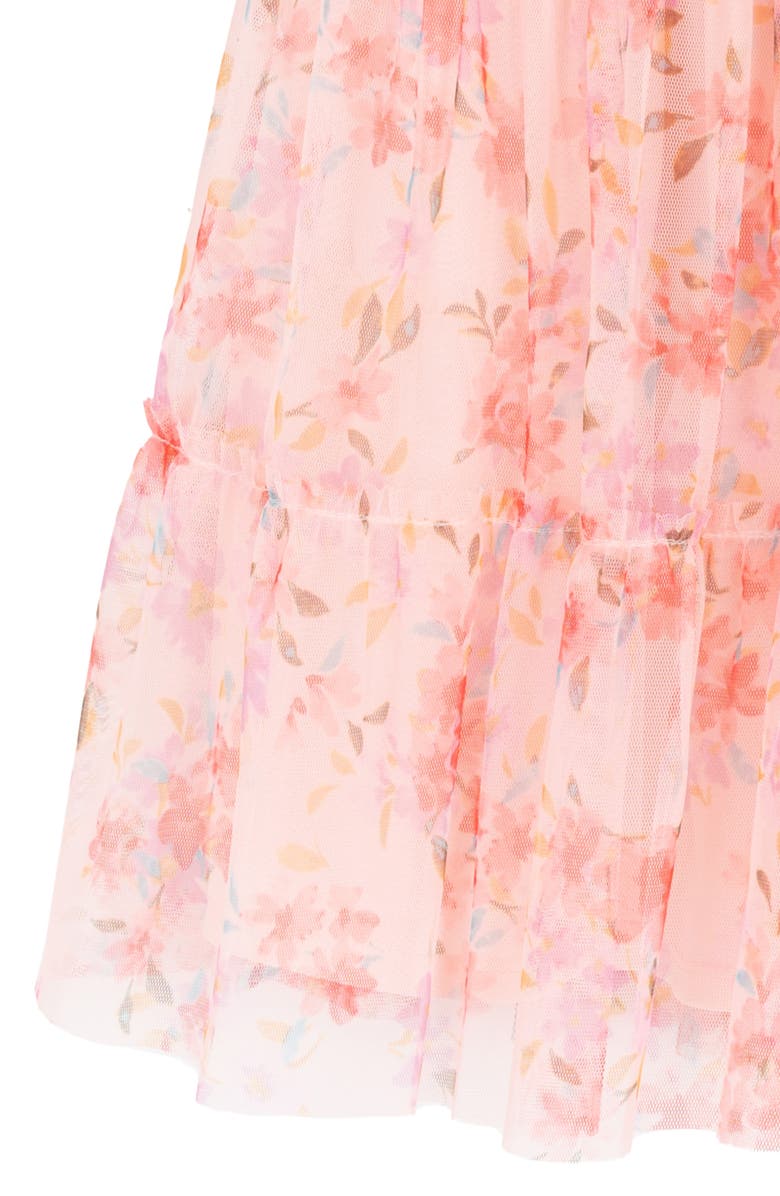Rare Editions Kids' Floral Mesh Twist Dress, Alternate, color, Coral