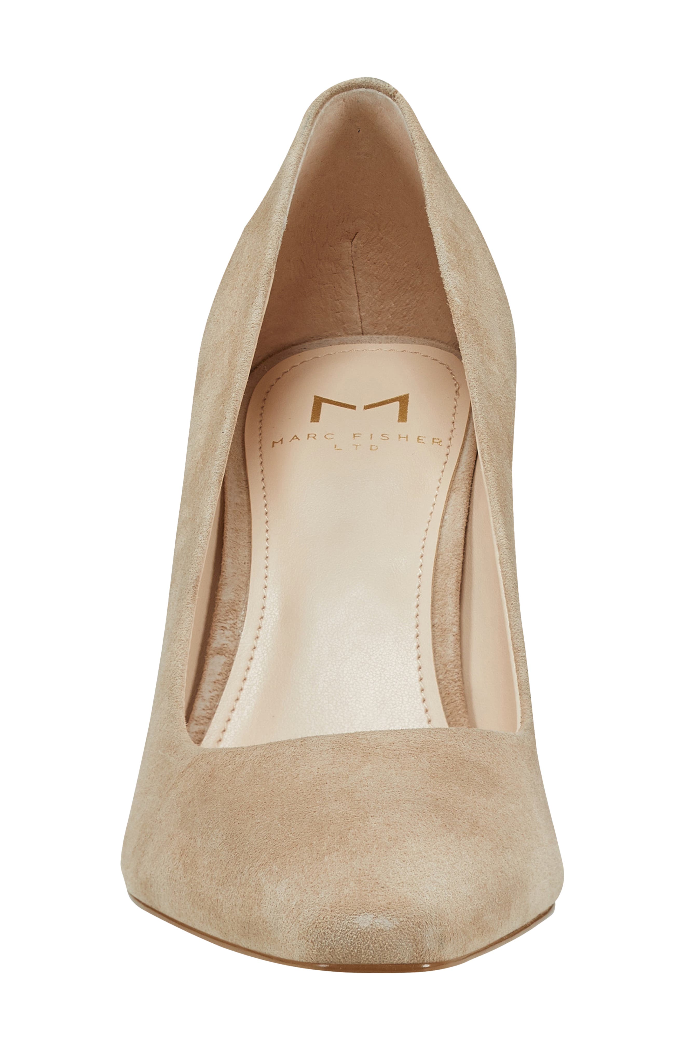 Marc Fisher LTD Yalina Pointed Toe Block Heel Pump, Alternate, color, Light Natural Suede
