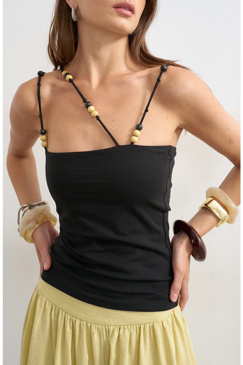 Beaded Strap Top, Main, color, BLACK