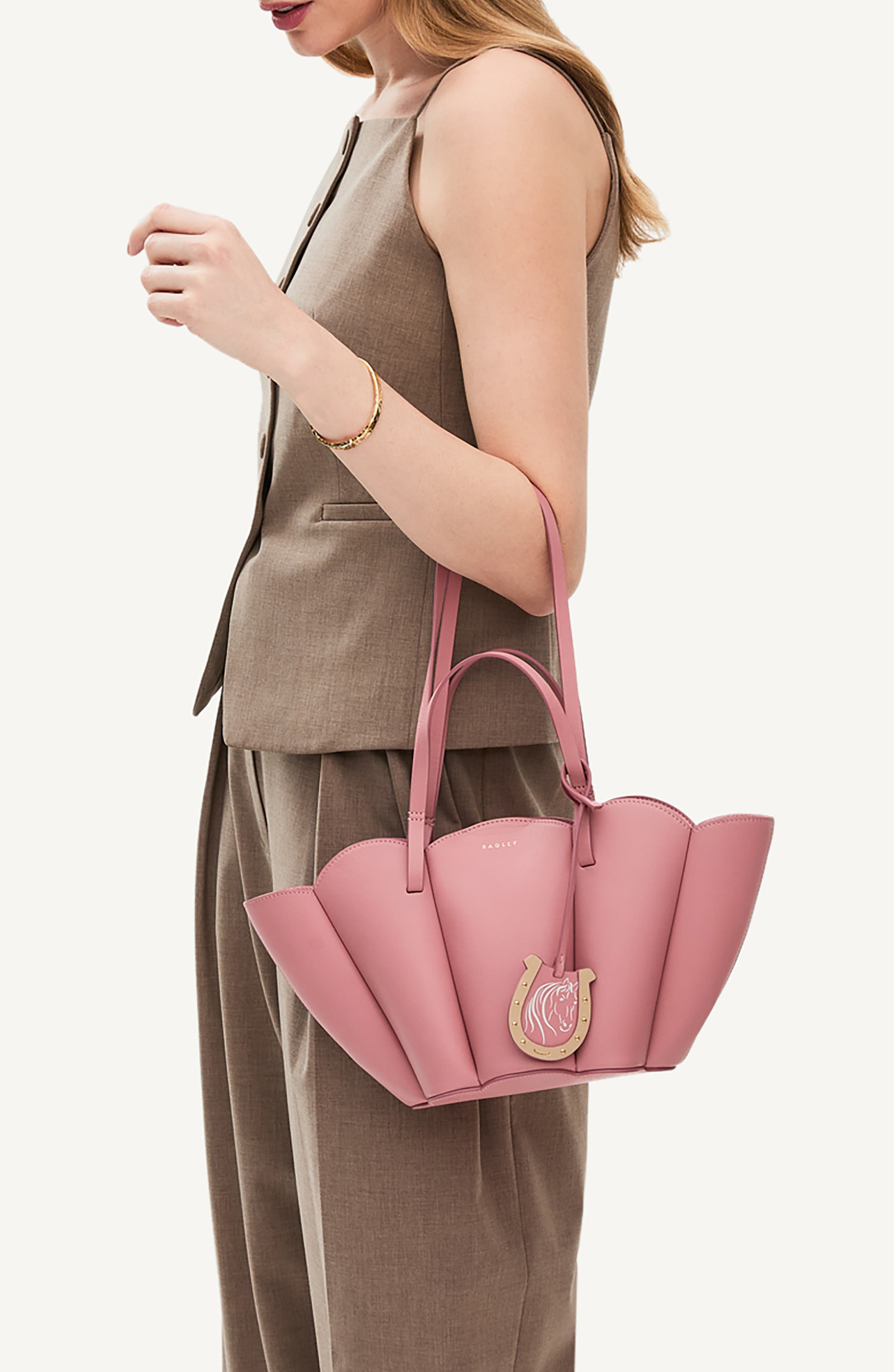 Radley x Kentucky Derby Lily Small Leather Tote, Alternate, color, Sienna Pink