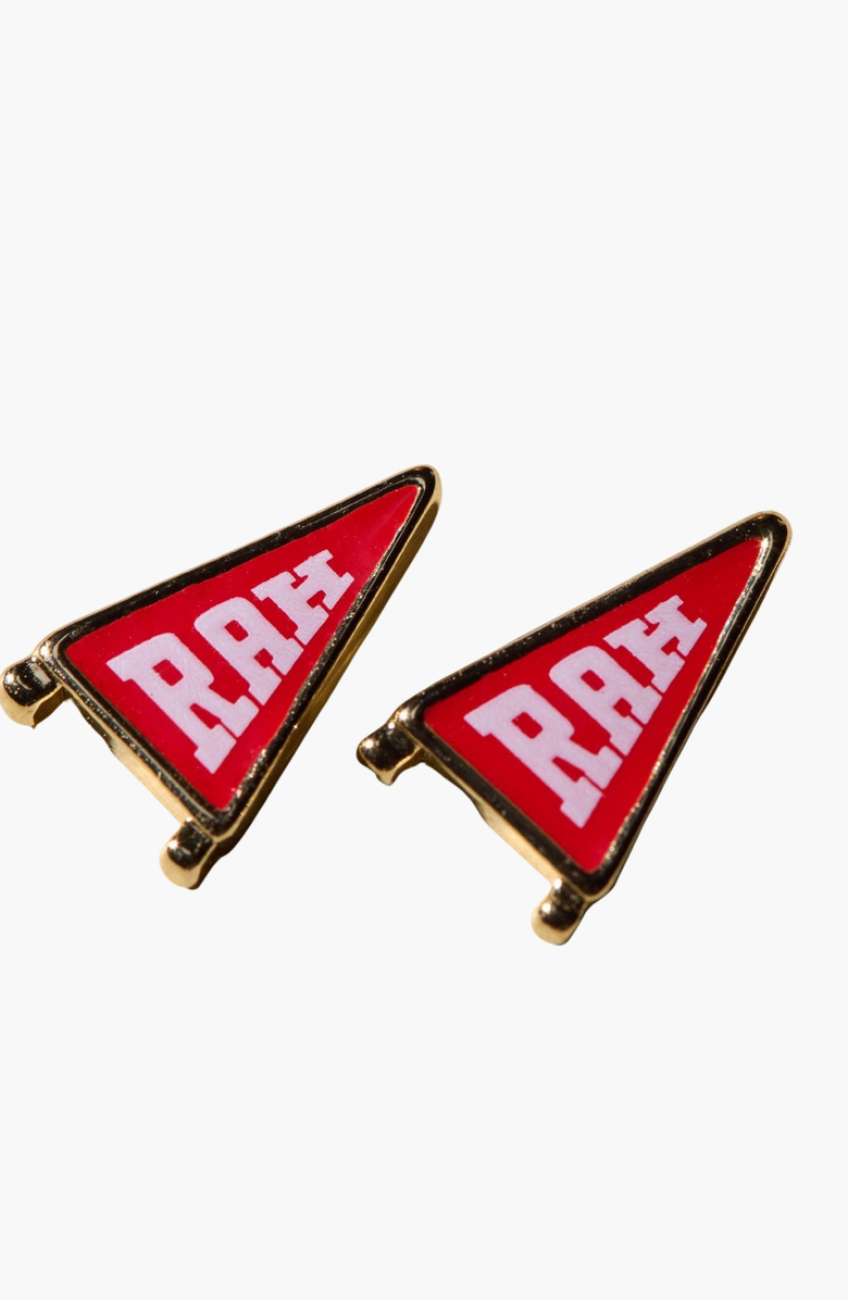 Nickel & Suede RAH Pennant Stud Earrings, Main, color, Gold
