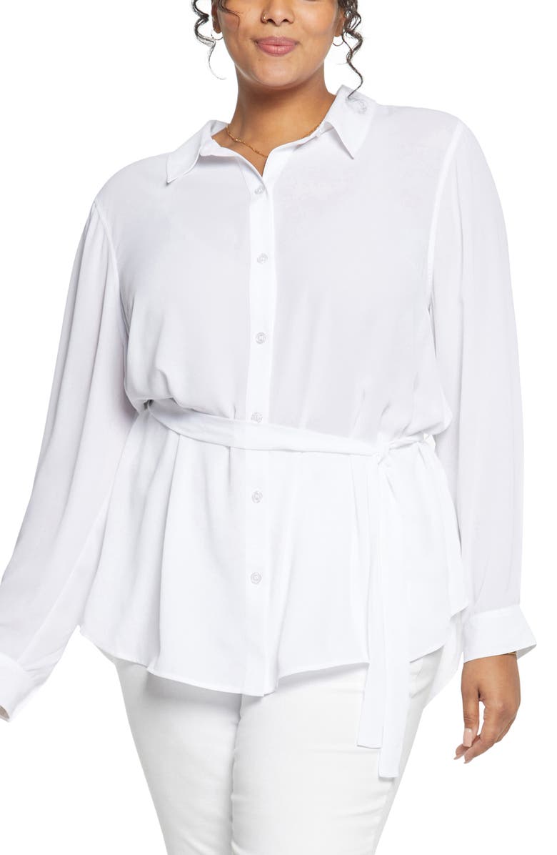 NYDJ Belted Tunic Blouse, Main, color, Optic White