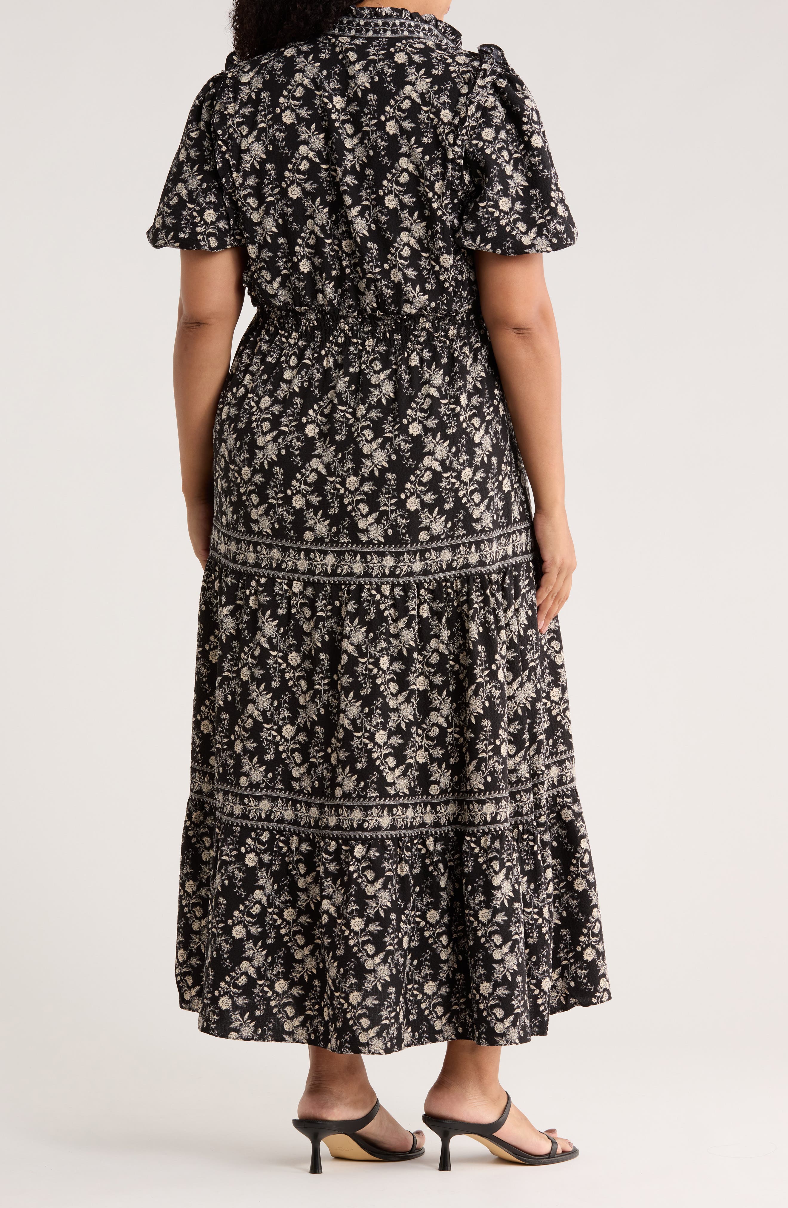 Bubble Sleeve Tiered Maxi Dress - image 2