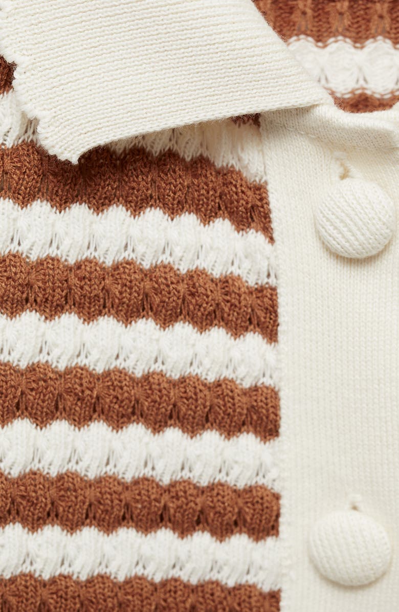 MANGO Stripe Short Sleeve Knit Button-Up Shirt, Alternate, color, 