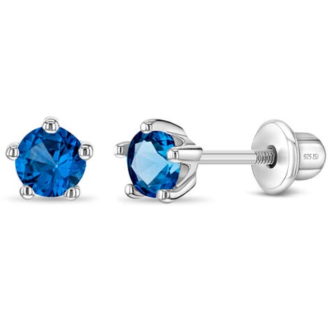 Classic Cubic Zirconia Birthstone Solitaire Earrings