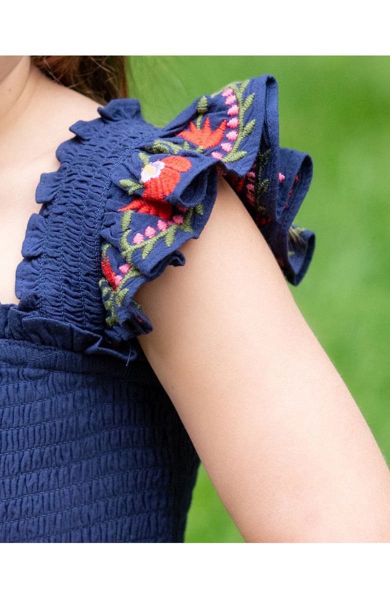 Change of Scenery Zoe Smocked Bodice Embroidered Ruffle Dress, Alternate, color, Gardenia Embroidery