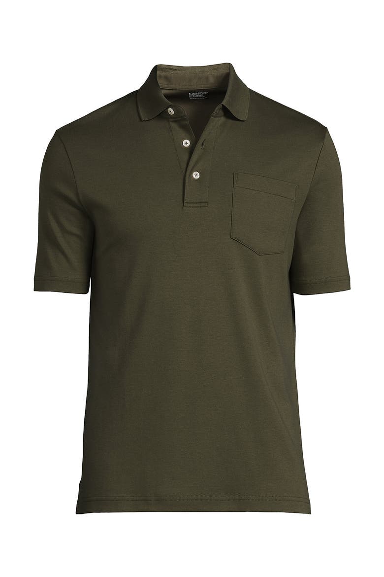 Short Sleeve Cotton Supima Polo Shirt with Pocket, Alternate, color, Forest Moss