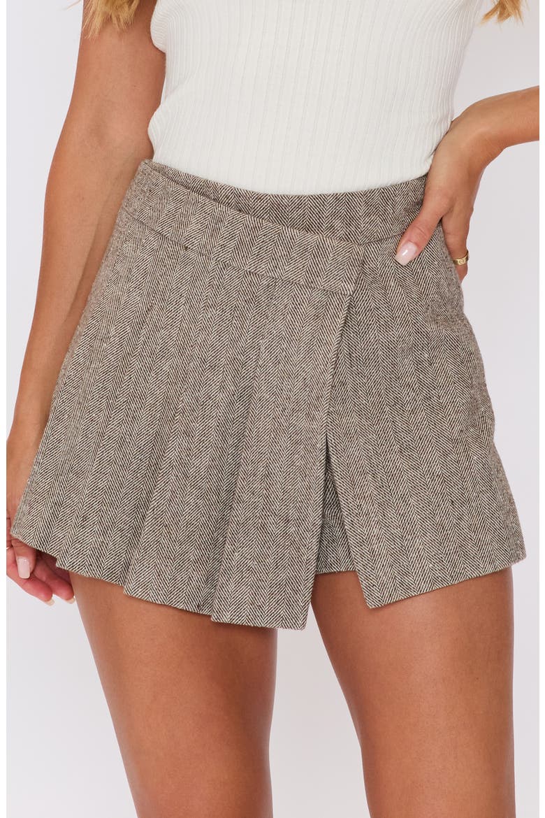 Vivienne Pleated Skort, Alternate, color, BROWN HERRINGBONE