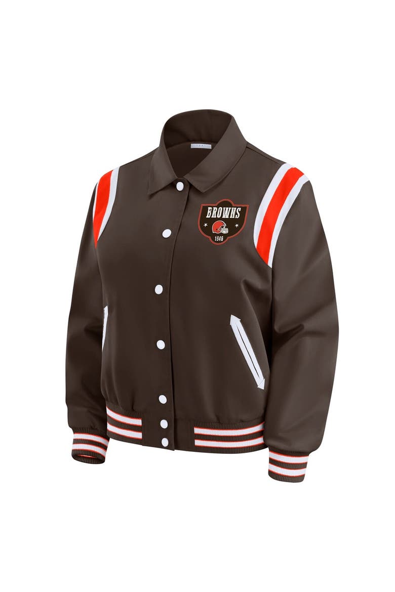 Women's WEAR by Erin Andrews Brown Cleveland Browns Varsity Lightweight Full-Snap Jacket, Alternate, color, Brown