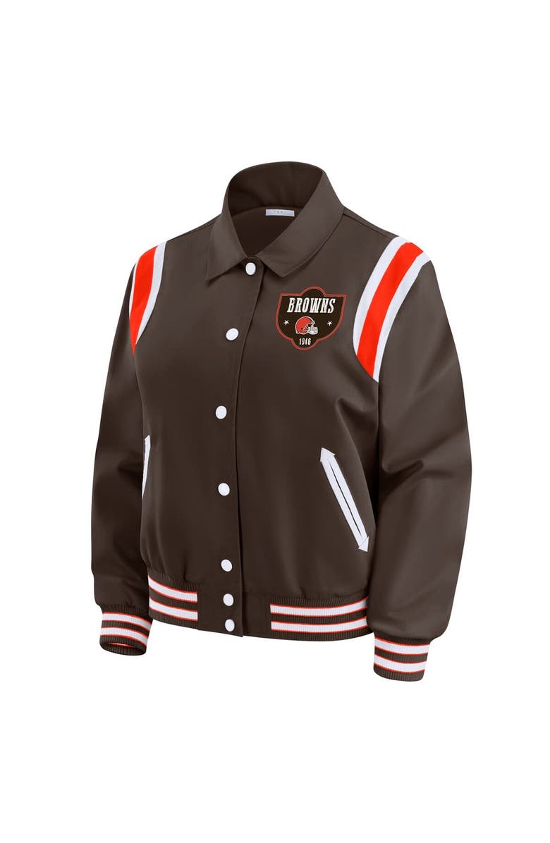 WEAR by Erin Andrews Women's WEAR by Erin Andrews Brown Cleveland Browns Varsity Lightweight Full-Snap Jacket, Alternate, color, Brown
