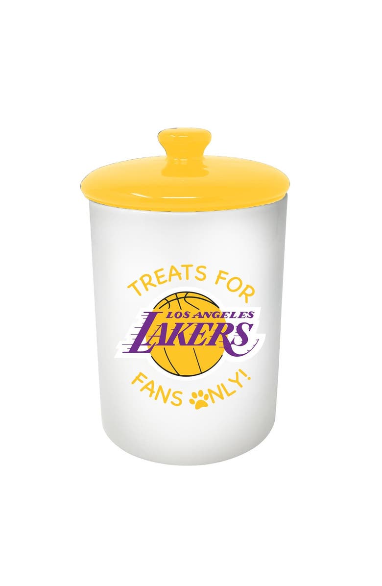 THE MEMORY COMPANY Los Angeles Lakers Pet Treat Canister, Main, color, White