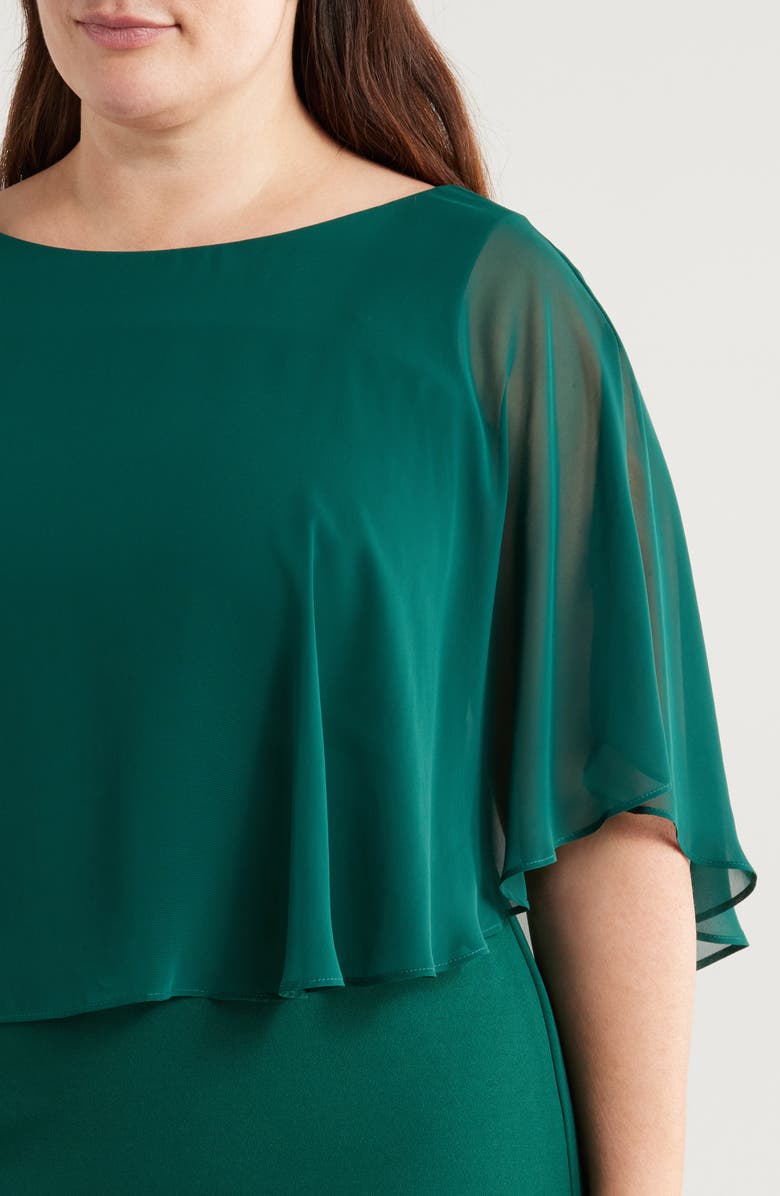 Connected Apparel Cape Sleeve A-Line Dress, Alternate, color, Hunter