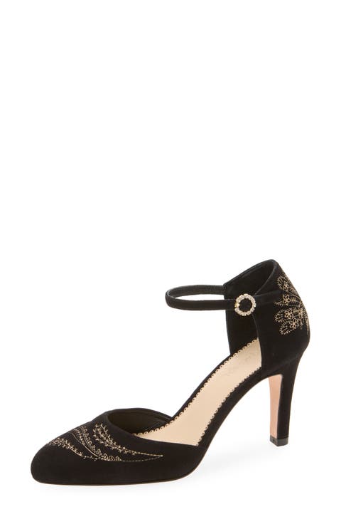 Mariana Embroidered Suede Pump