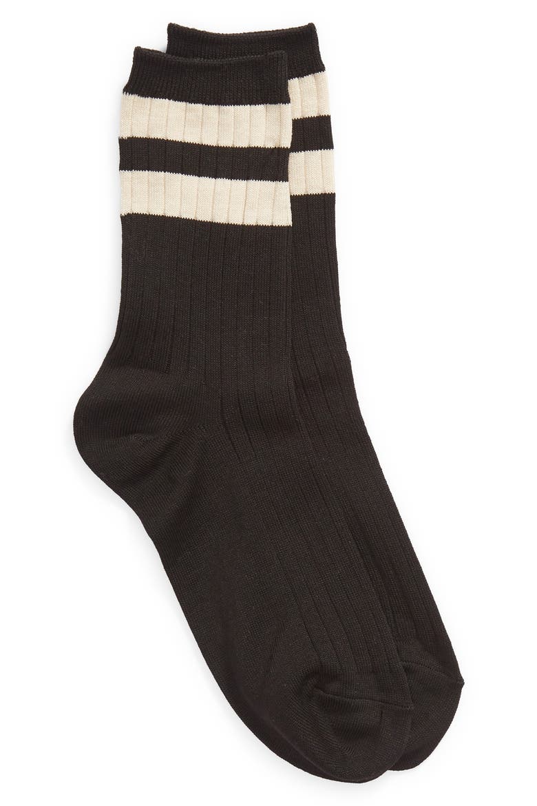 Her Varsity Crew Socks, Main, color, BLACK