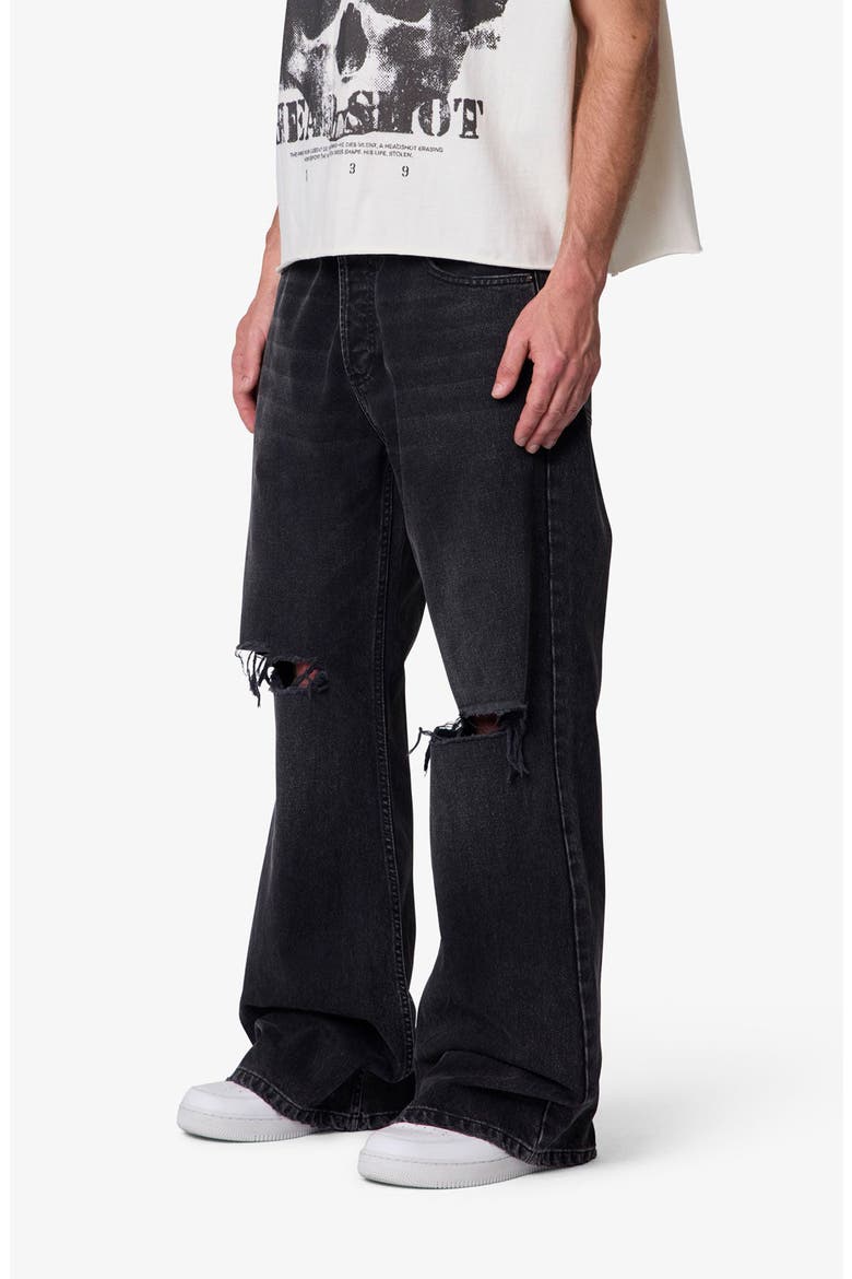 Distressed Kick Flare Jeans, Alternate, color, WASHED BLACK