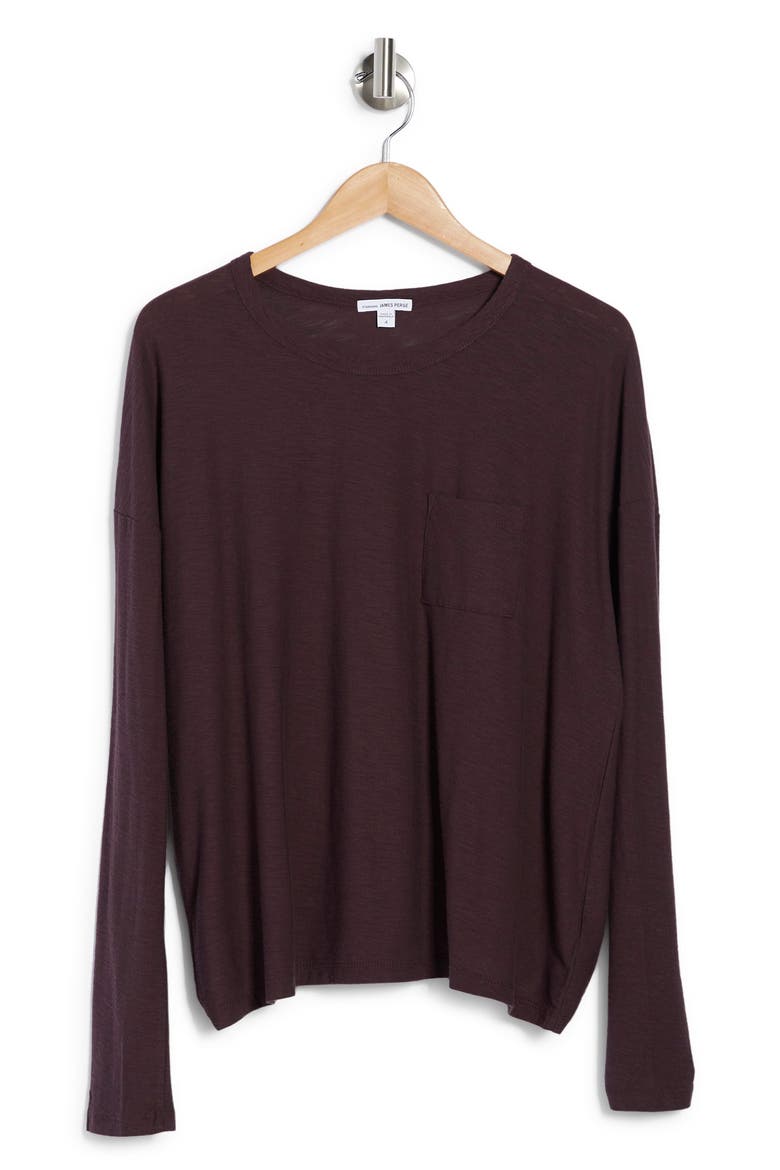 Long Sleeve Pocket Tee, Alternate, color, EGGPLANT