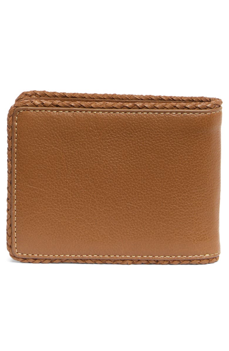 Tommy Bahama Braided Edge Leather Slimfold Wallet, Alternate, color, Tan