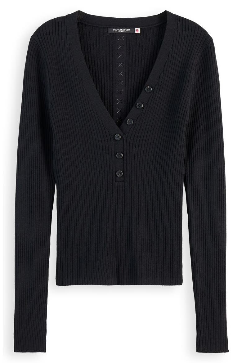 Rib Henley Sweater, Alternate, color, EVENING BLACK