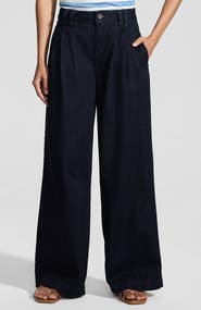 Lands' End Lightweight Denim Mid Rise Pleated Slouchy Jeans