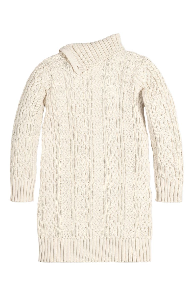 Hope & Henry Girls' Organic Split Neck Cable Sweater Dress, Toddler, Alternate, color,