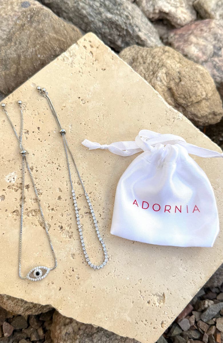 Adornia Set of 2 Evil Eye & Tennis Bracelets, Alternate, color, Silver